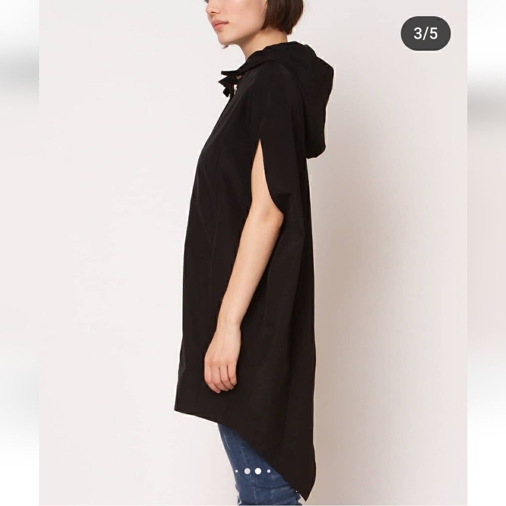 Gracia Black Sleeveless Vest Cape Jacket Removable Hood Sz Large - Picture 3 of 13